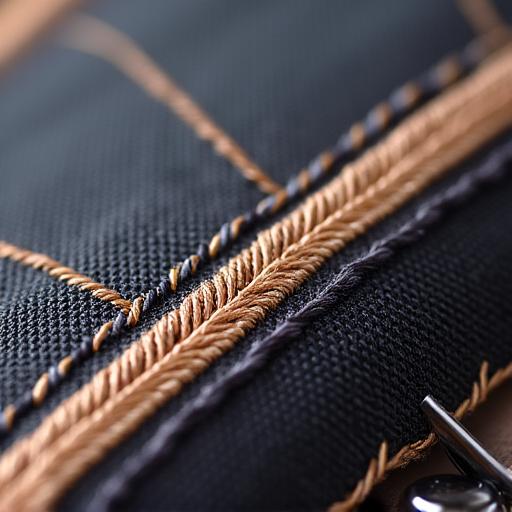 A close-up on the final stitching of a bespoke golf bag, showing quality detail.